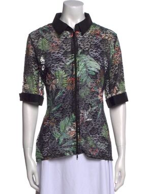 Anne Fontaine - Tropical Lace Zip Up Top - Size: FR 46 - US 14